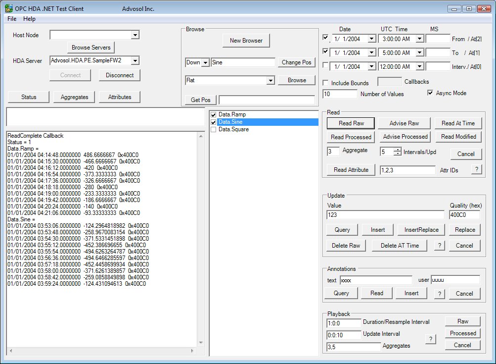 OPC HDA Test Client