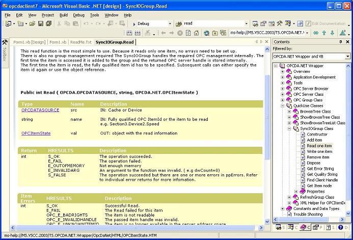 OPC DA .NET wrapper help documentation