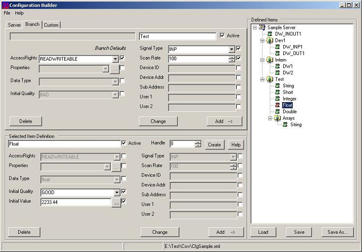 XML DA Server Toolkit item configuraton tool.