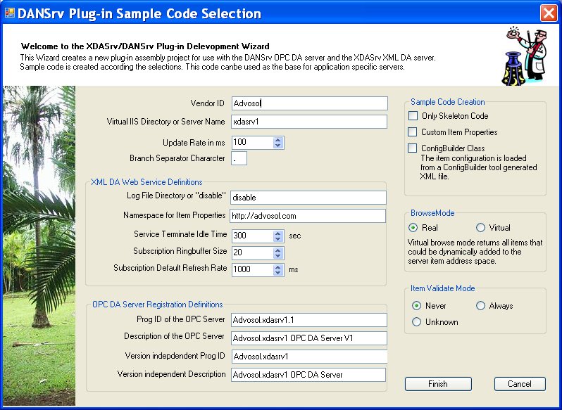 XML DA wizard dialog