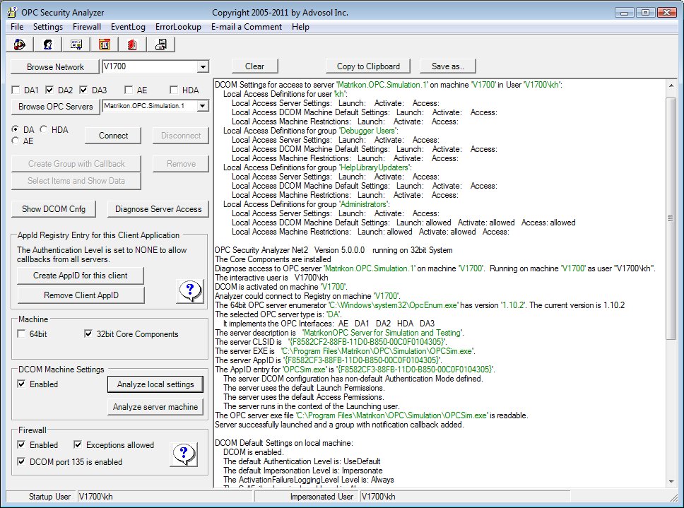 OPC Security Analyzer Tool