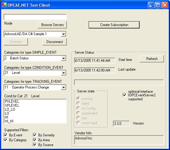 OPC AE Server Test Client